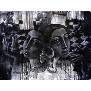 Shaista Momin, Untitled, 18 x 24 Inch, Acrylic on Canvas, Figurative Painting, AC-SHM-017